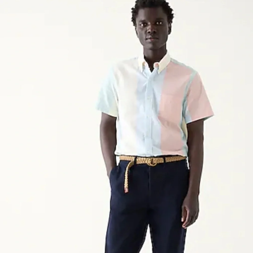 J crew short sleeve yarn dyed seersucker shirt runonrun stripe